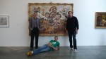 Todd Schorr with Head of Nike Global Design Sandy Bodecker, and Mark Parker