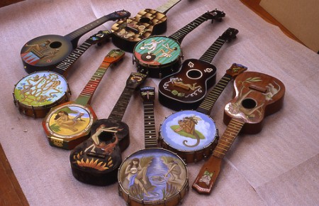 Hand-painted vintage ukes