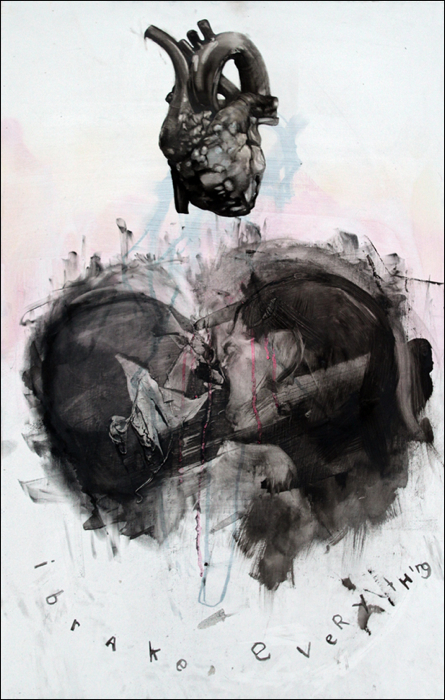 Antony Micallef - I Brake Everything - oil and charcoal on canvas.