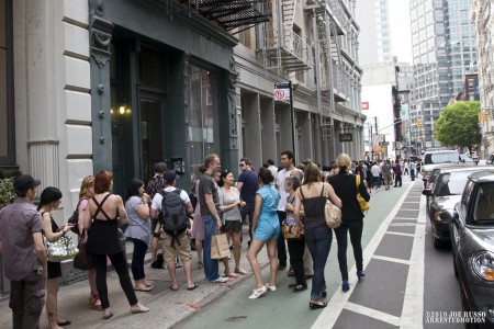 The line started for most on Grand st... if they were lucky.
