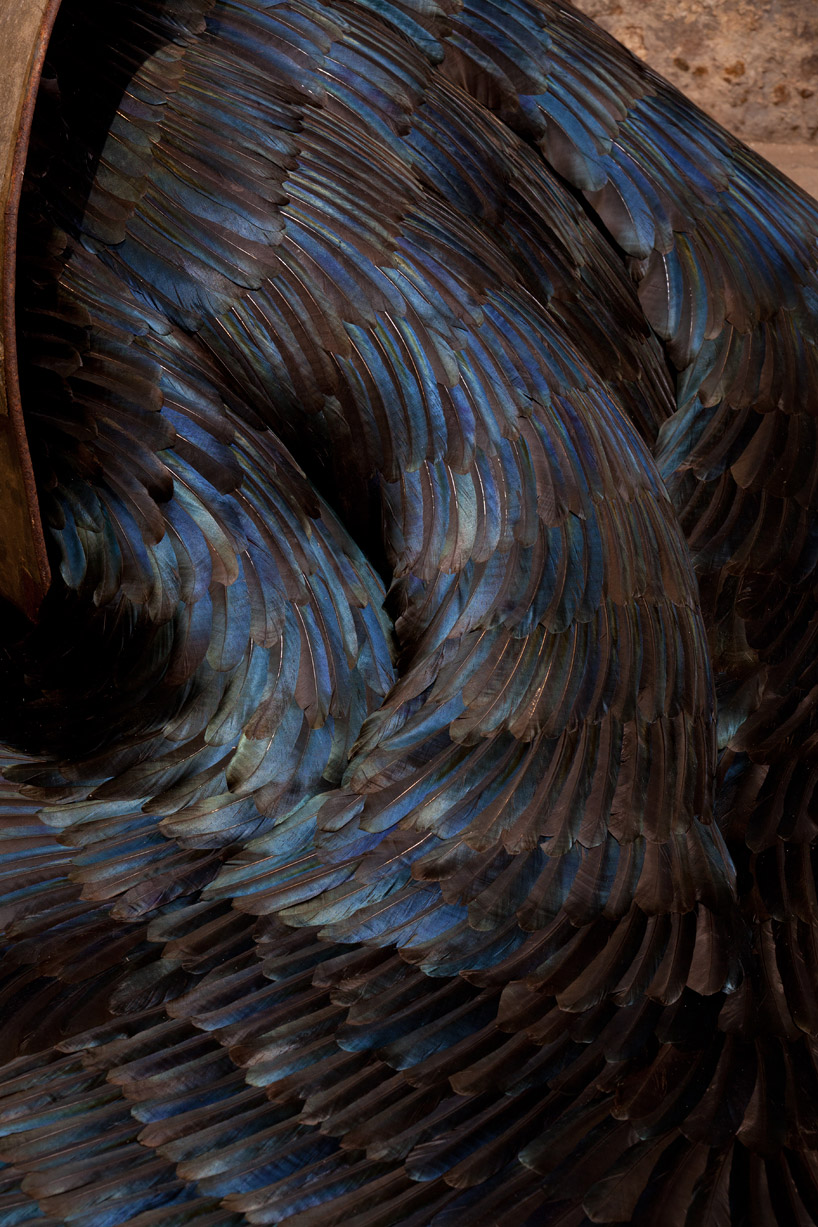 kate-mccgwire-feather-sculptures-st-mary-in-the-castle-designboom-04